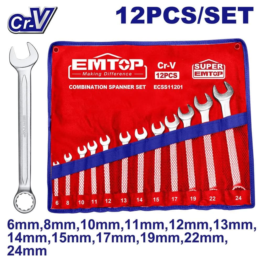 ست آچار یک سر رینگ ۱۲ عددی EMTOP مدل ECSS11201