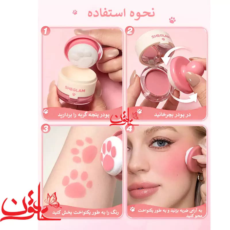 رژگونه پنجه گربه ای شیگلم پینتد پیونی 009 — تصویر ۳
