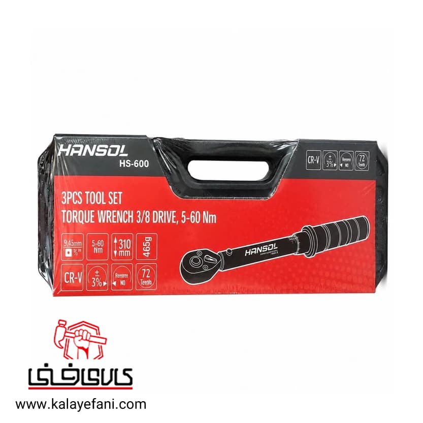 ترکمتر 600 جغجغه‌ای هانسول 5 الی 60 نیوتن درایو 3/8 اینچ مدل HS-600 — تصویر ۴