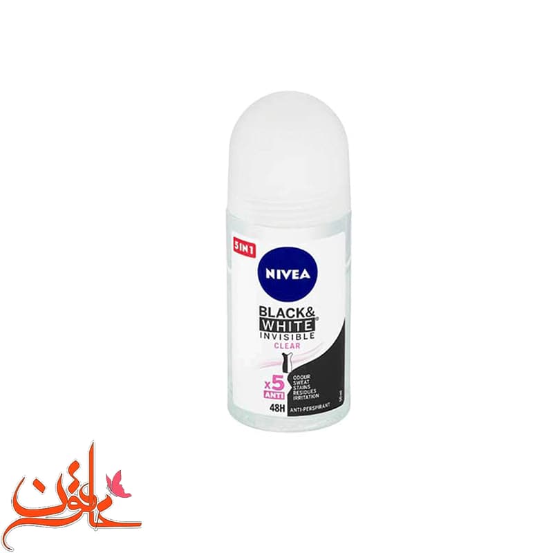 مام رول ضد تعریق زنانه نیوا مدل Black & White Invisible Clear حجم 50 میل مام نیوا بلک اند وایت