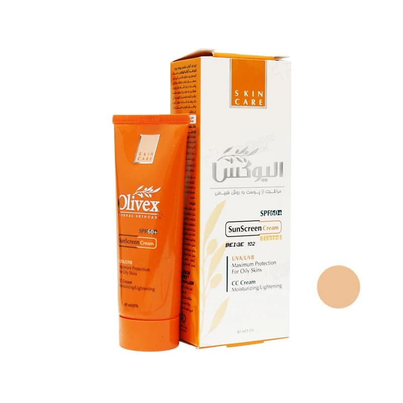 کرم ضد آفتاب SPF60 رنگی الیوکس مناسب پوست چرب حجم 40 میلی لیتر