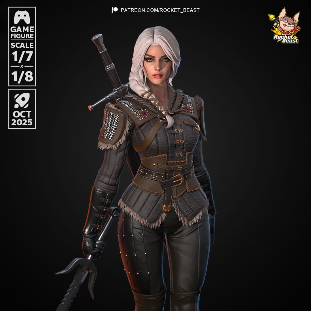 ⚔️ فیگور سیری Ciri ویچر 3 ارتفاع 50 سانتی‌متر | جنس PLA+ — تصویر ۳