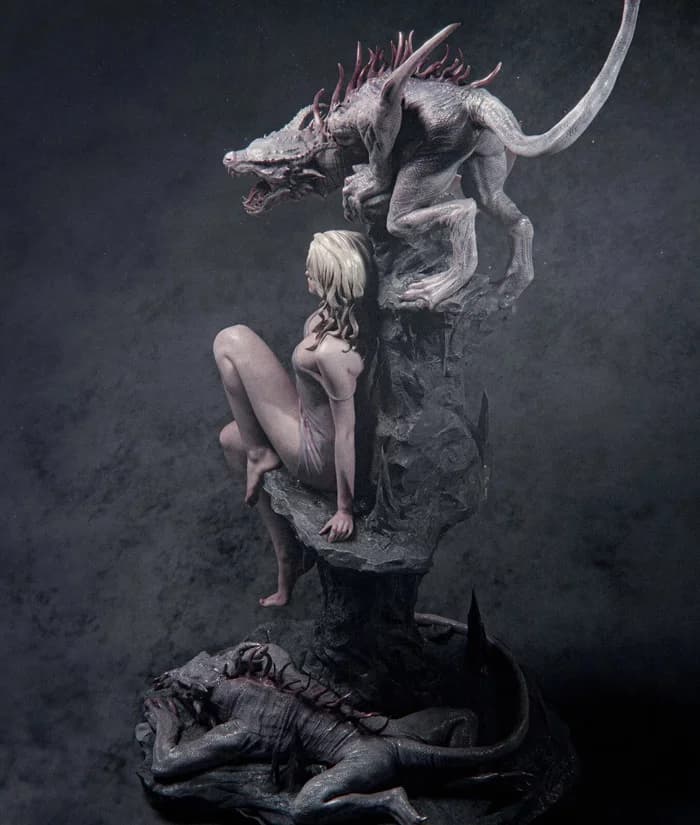 🐉 فیگور الگی و دراگون Elegy of the Wyrm ارتفاع 50 سانتیمتر | جنس PLA+ — تصویر ۳