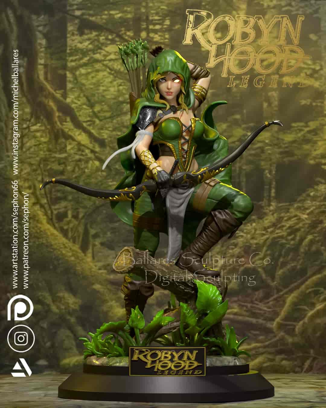 🏹 فیگور رابین هود زن Robyn Hood ارتفاع 40 سانتیمتر | جنس PLA+