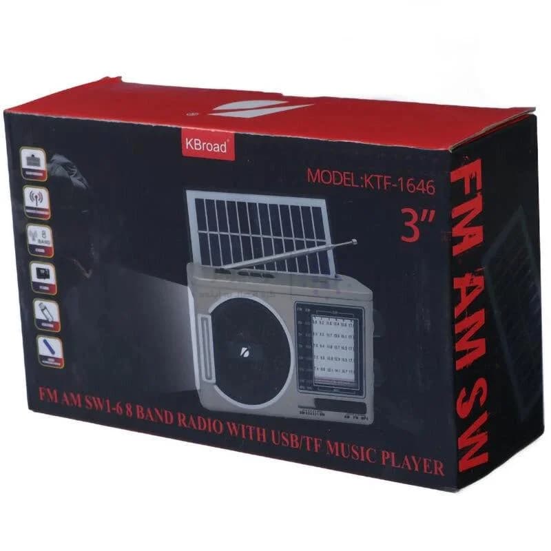 اسپیکر رادیو KBroad مدل KTF-1646 – مشکی – TCO (دارای چراغ قوه و پنل خورشیدی) — تصویر ۵