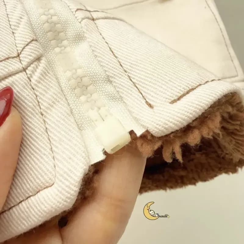 کاپشن کتان پسرانه آستر بوفالو 1 تا 6 سال شیری کرمی — تصویر ۵