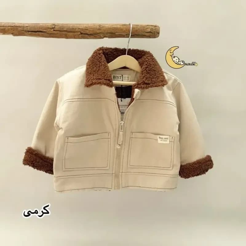 کاپشن کتان پسرانه آستر بوفالو 1 تا 6 سال شیری کرمی — تصویر ۳