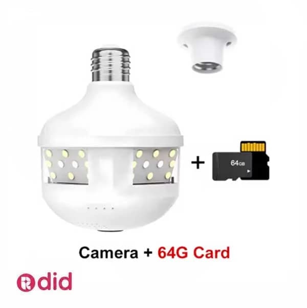 لامپ دوربین‌دار 360 درجه وای‌فای مدل D8 V380 PRO — تصویر ۲