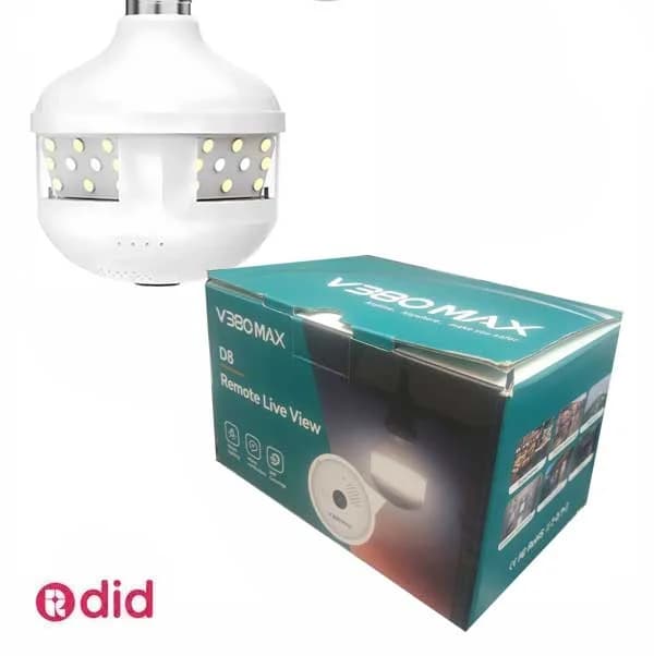 لامپ دوربین‌دار 360 درجه وای‌فای مدل D8 V380 PRO — تصویر ۳