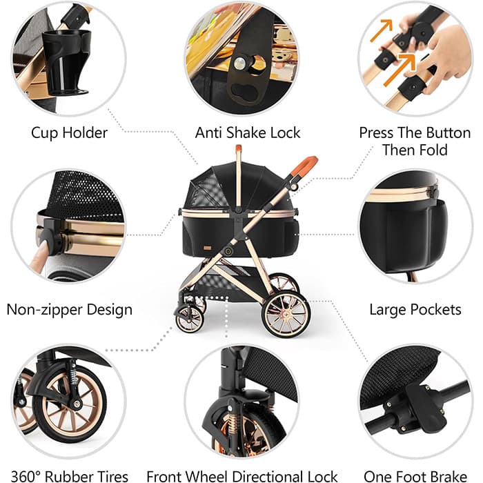کالسکه سگ و گربه دو کاره برند کنیون + فیلم (تحمل وزن تا 20 کیلوگرم) — تصویر ۴