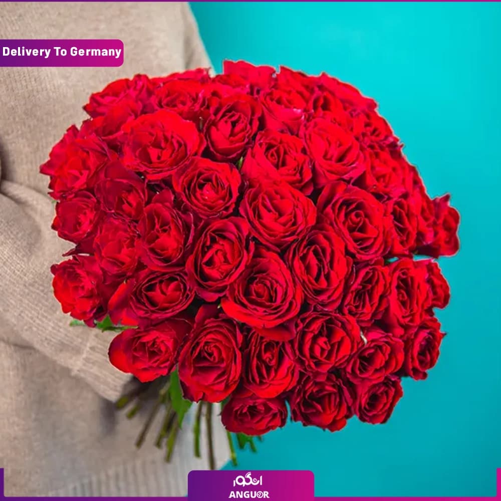 دسته گل رز قرمز 50 شاخه (ارسال گل به آلمان)