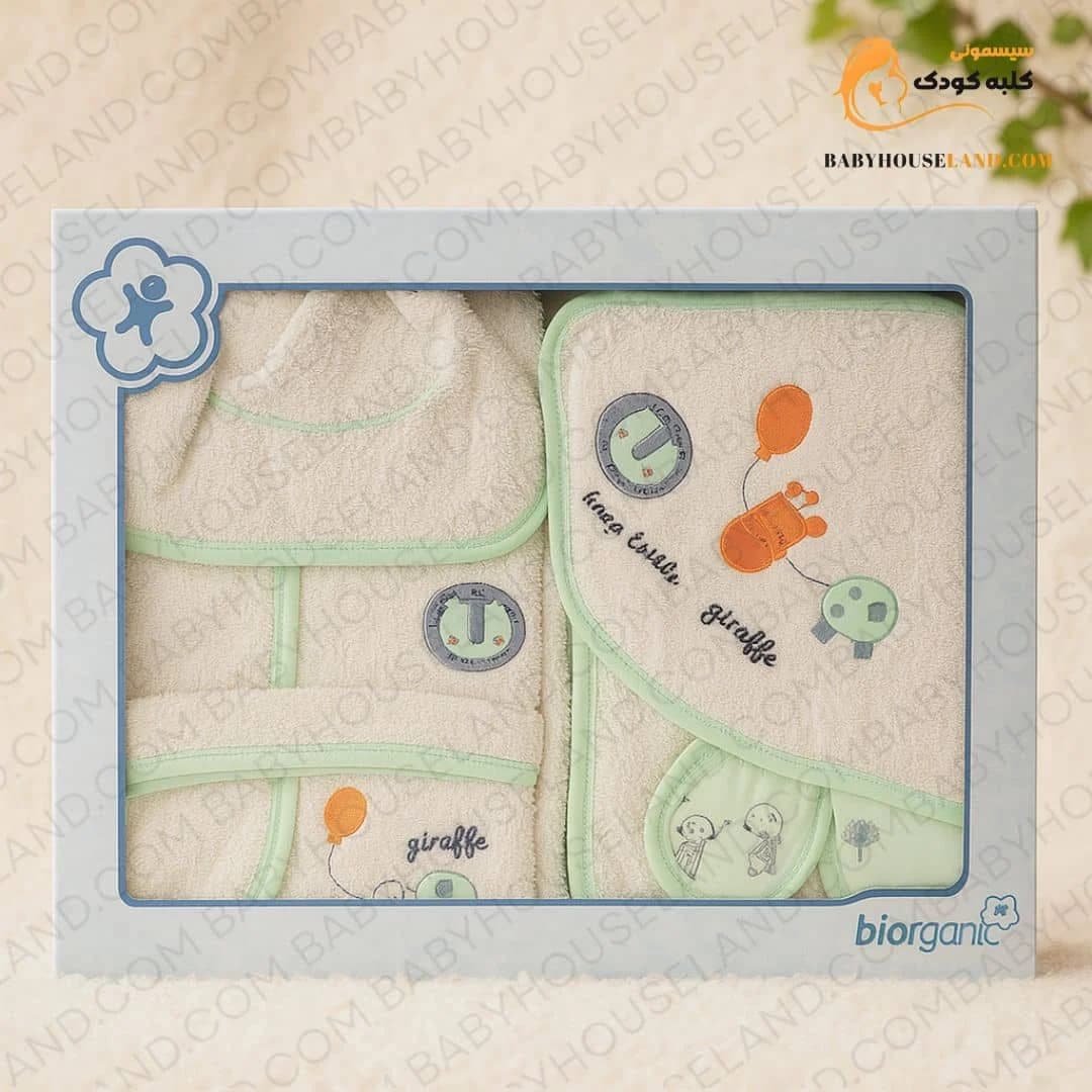 پک حوله ۴تیکه طرح زرافه و لاکپشت biorganic 66322 — تصویر ۳