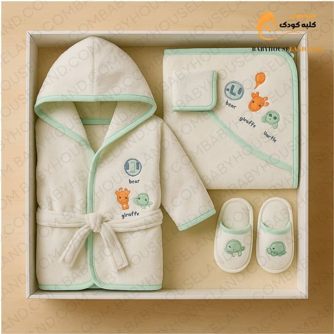 پک حوله ۴تیکه طرح زرافه و لاکپشت biorganic 66322 — تصویر ۲