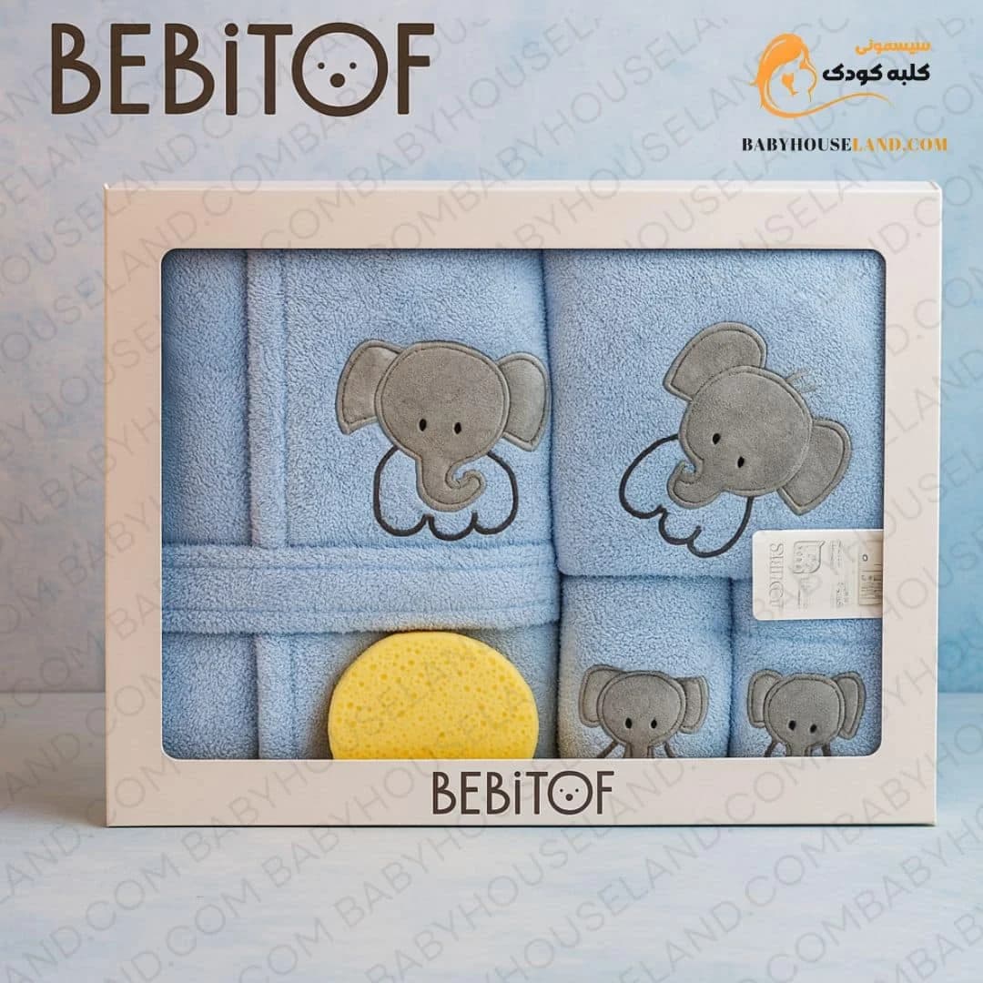 پک حوله ۴تیکه طرح فیل Bebitof 30036 — تصویر ۲