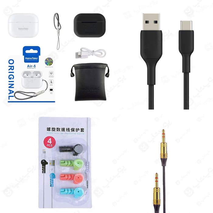 پک ایرپاد سری پرو 2 هاینوتکو + کابل تایپ سی + کابل AUX + محافظ کابل 4 تایی یوپ شاپ FR10