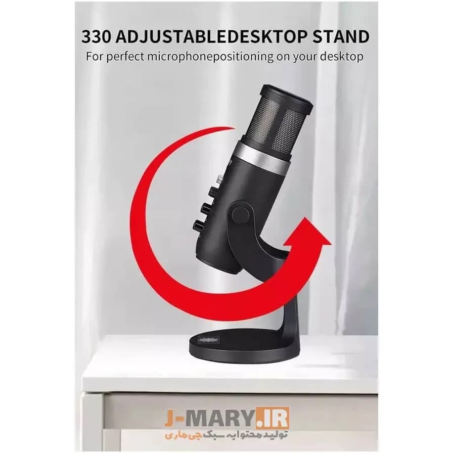 میکروفون USB مدل جی ماری Jmary MC-PW9 RGB رومیزی RGB حرفه ای +🎁هدیه — تصویر ۳