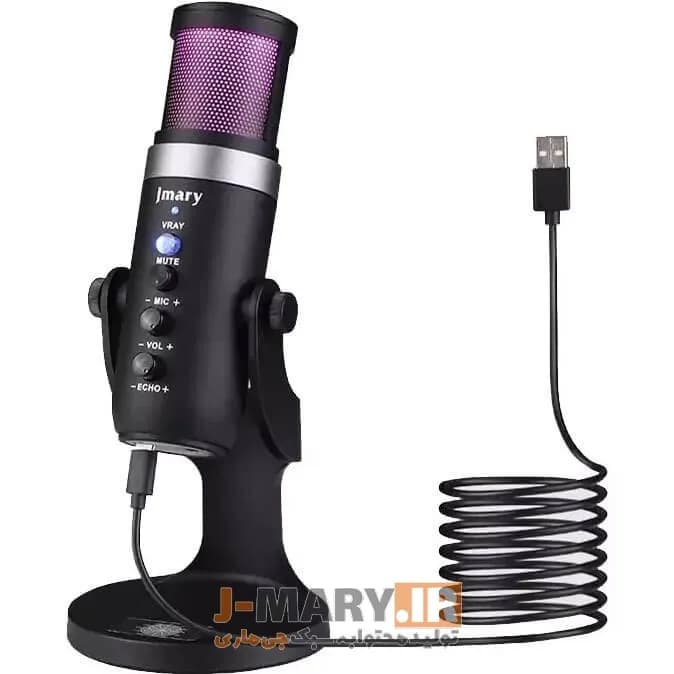 میکروفون USB مدل جی ماری Jmary MC-PW9 RGB رومیزی RGB حرفه ای +🎁هدیه — تصویر ۷