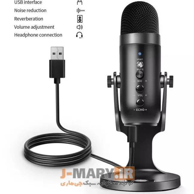میکروفون یو اس بی جی ماری مدل Jmary MC-PW8 رومیزی حرفه ای +🎁 هدیه — تصویر ۵