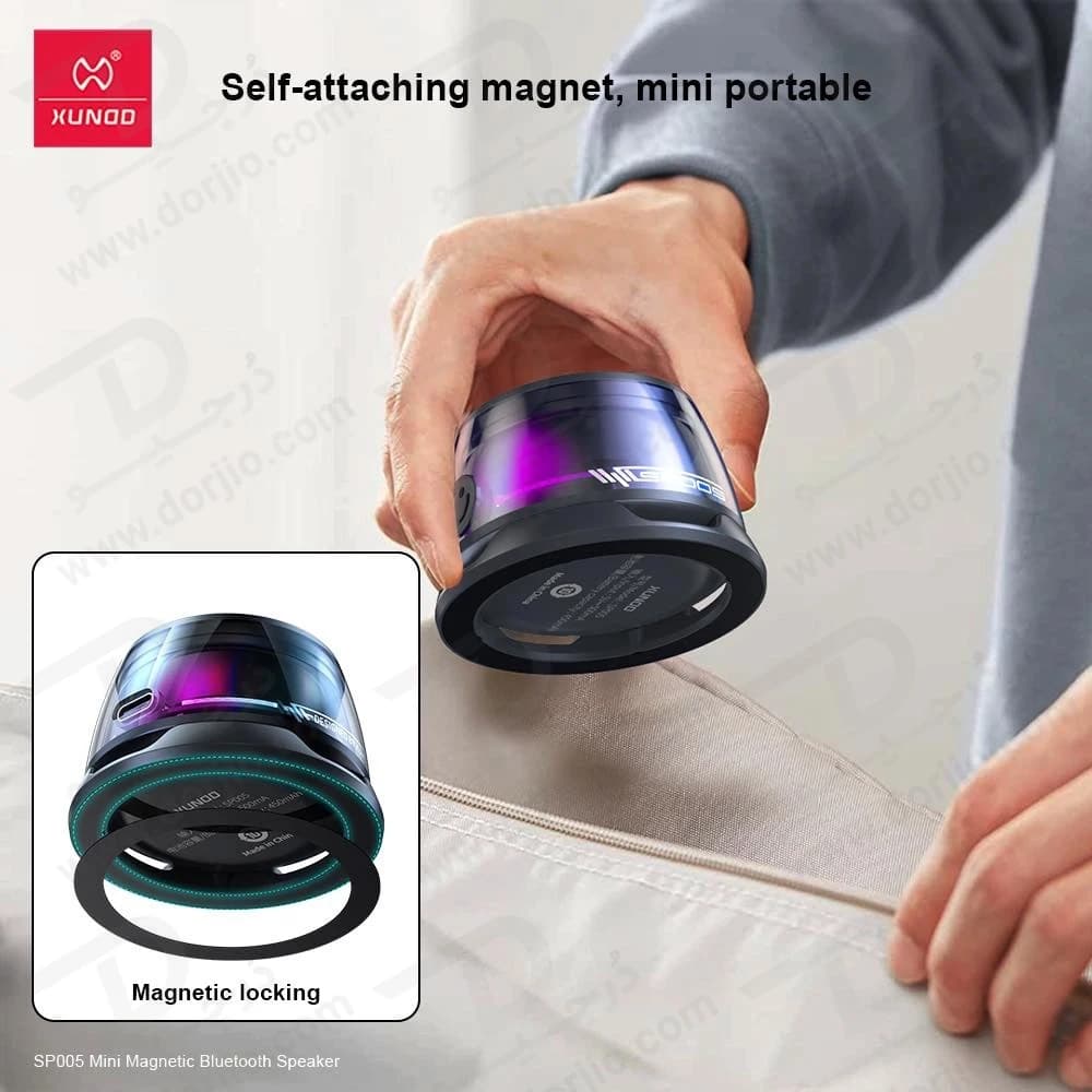 مینی اسپیکر بلوتوثی مگنتی RGB دار مدل SP005 برند XUNDD — تصویر ۷