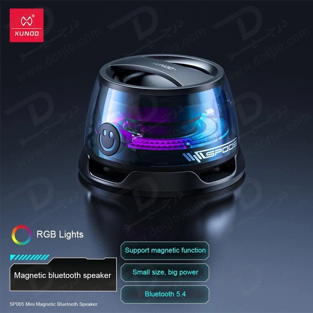 مینی اسپیکر بلوتوثی مگنتی RGB دار مدل SP005 برند XUNDD — تصویر ۳