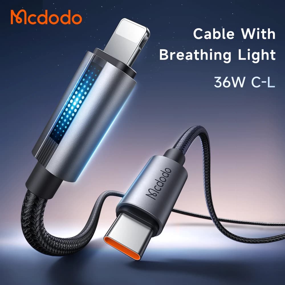 کابل شارژ 3 آمپر 36وات Type-c به Lightning دارای نورپردازی LED طول 1.2 متر برند Mcdodo مدل CA-5710 — تصویر ۴