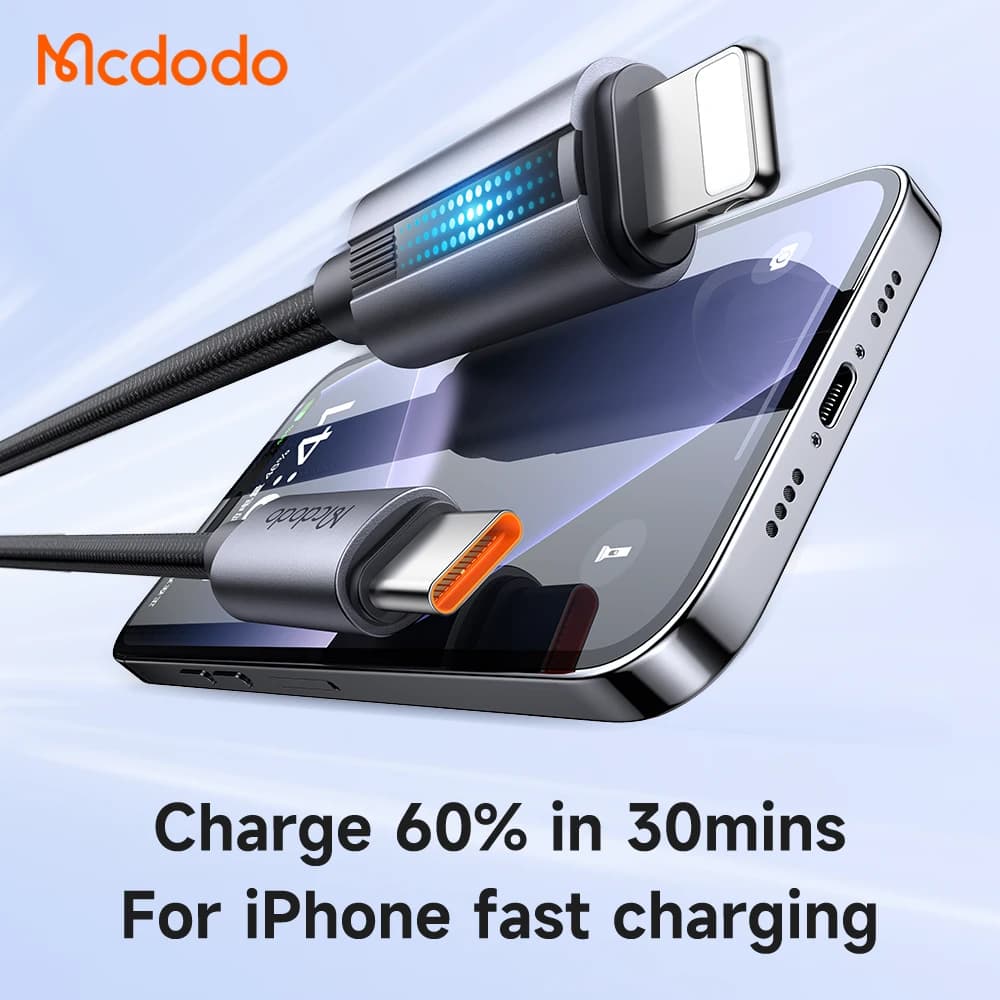 کابل شارژ 3 آمپر 36وات Type-c به Lightning دارای نورپردازی LED طول 1.2 متر برند Mcdodo مدل CA-5710 — تصویر ۶