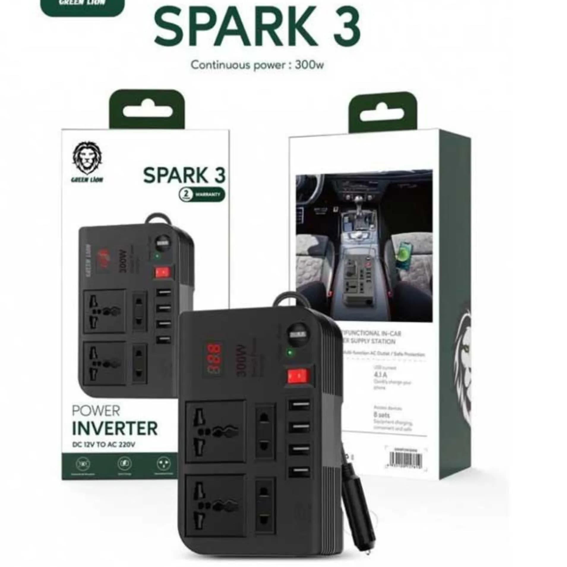 چند راهی و اینورتر گرین لاین Green Lion Spark 3 Power Inverter توان 300 وات — تصویر ۲