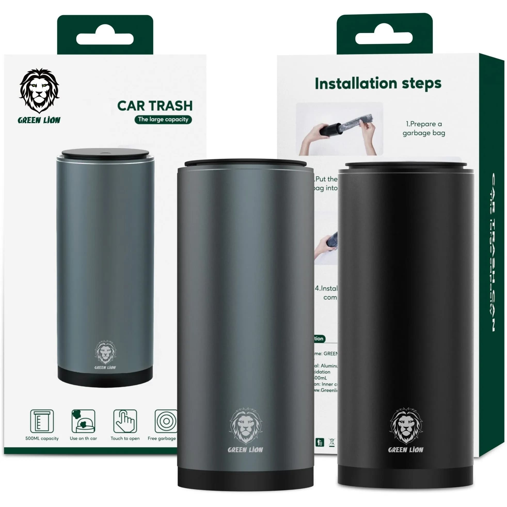 سطل زباله گرین لاین Green Lion Car Trash Can 500mL مناسب اتومبیل — تصویر ۳