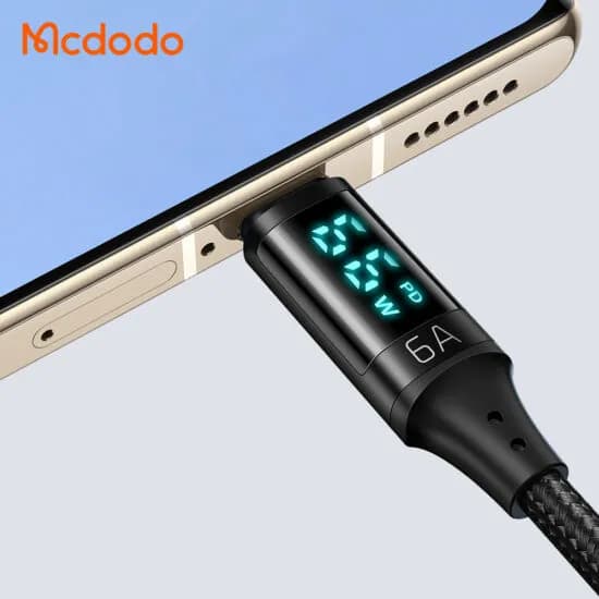 کابل Type C مک دودو Mcdodo CA-1080 Digital HD Super Charge Data cable طول 1.2 متر توان 66 وات — تصویر ۷