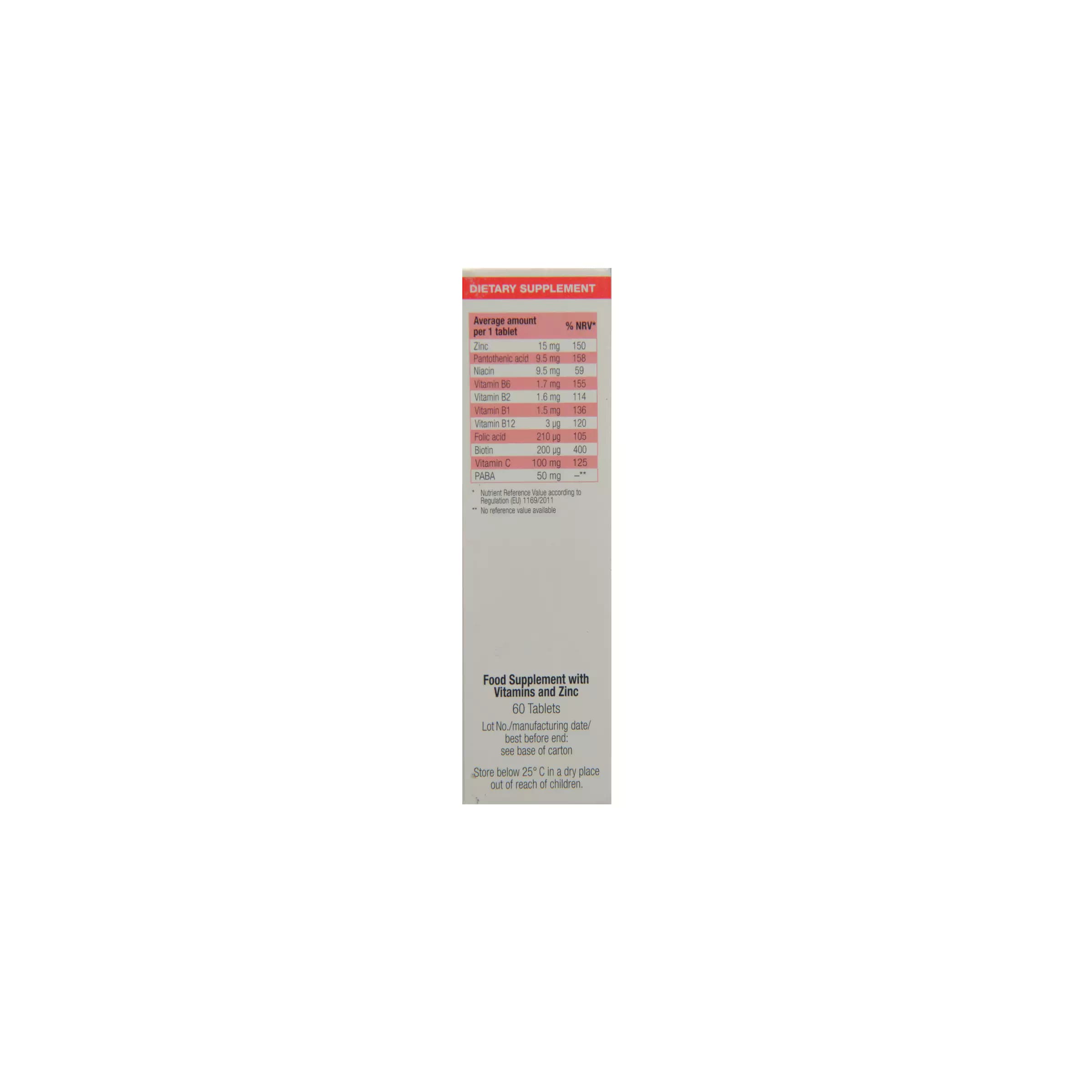 قرص زینک پلاس پابا یورو ویتال/ZINC PLUS PABA EURHO VITAL — تصویر ۲