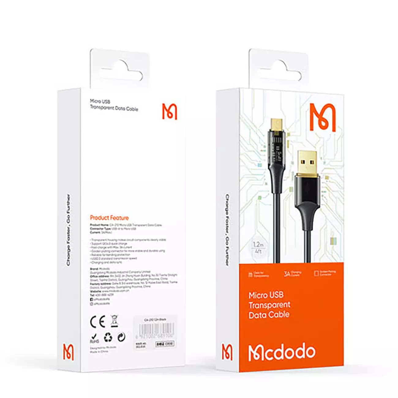 کابل میکرو یو اس بی مک دودو Mcdodo CA-2100 طول 1.2 متر شدت جریان 3 آمپر — تصویر ۸