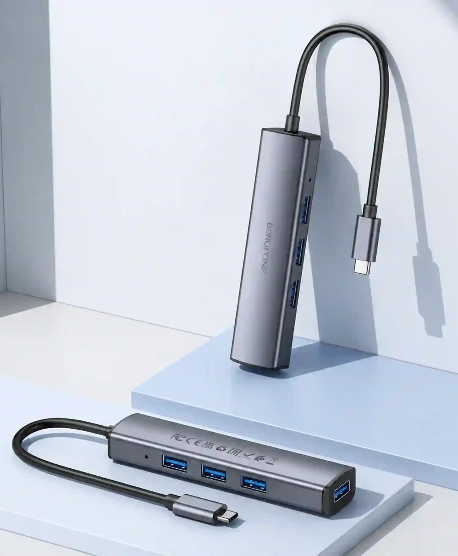 هاب 4 پورت USB 3.0 بروفونType-C مدل DH12 — تصویر ۳