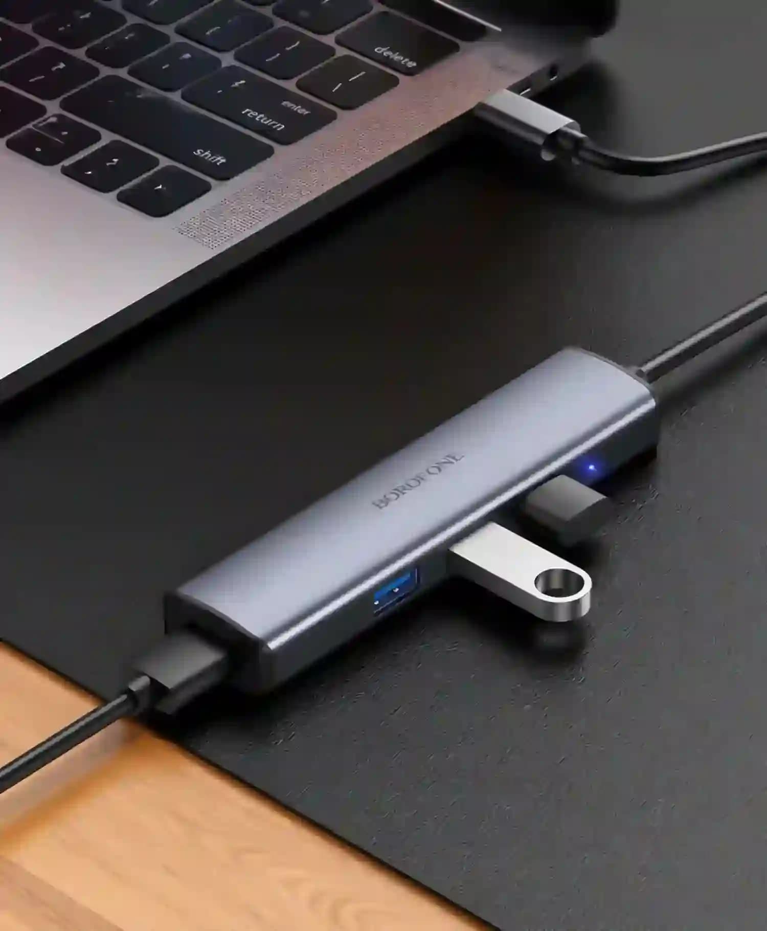 هاب 4 پورت USB 3.0 بروفونType-C مدل DH12 — تصویر ۵