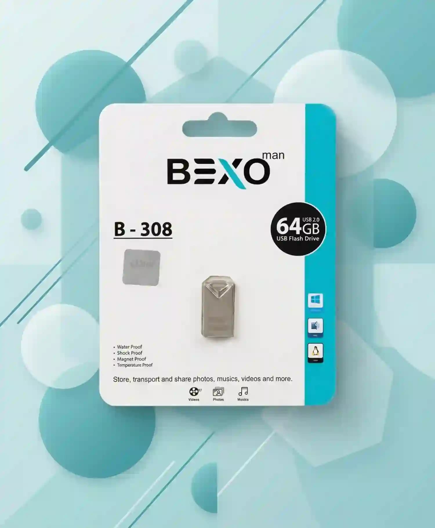 فلش مموری بکسو مدل B-308 USB 2.0 ظرفیت 64 گیگابایت — تصویر ۳