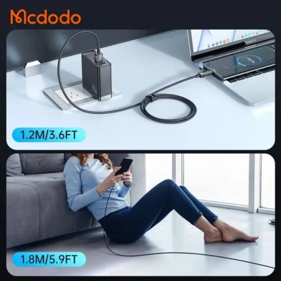 کابل Type C مک دودو Mcdodo CA-3630 دارای قطع کن خودکار طول 1.2 متر توان 100 — تصویر ۶