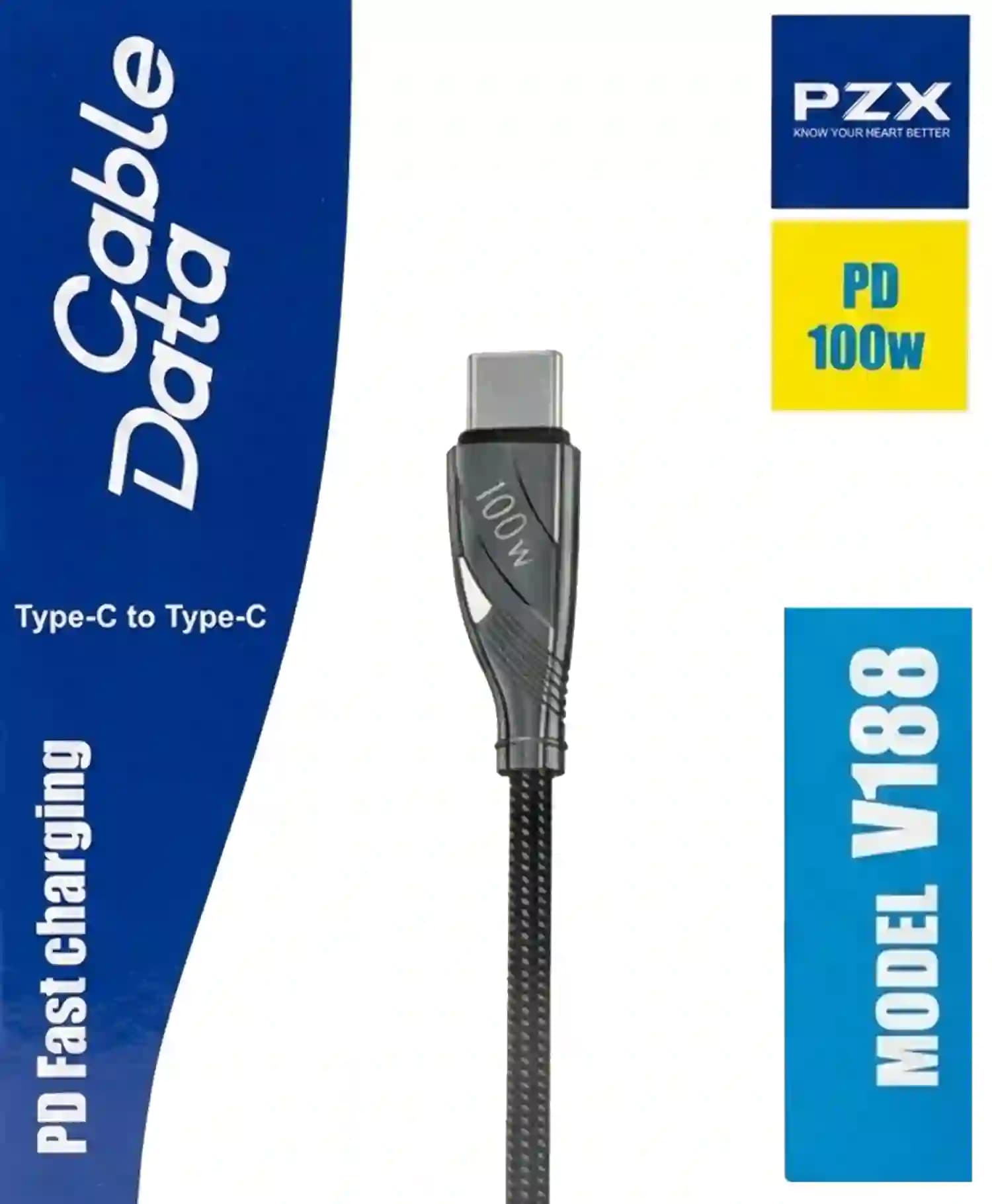 کابل تبدیل Type-C به Type-C پی زد ایکس مدل V188 100W — تصویر ۲