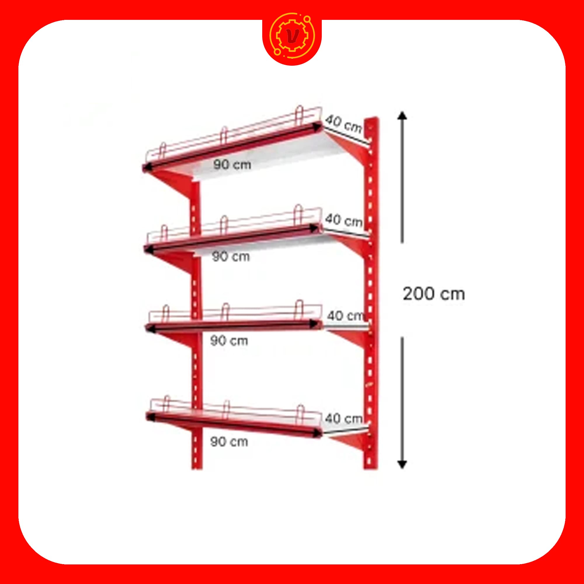 قفسه دیواری چند منظوره 4 طبقه 90×40 ارتفاع 200 سانتی متر