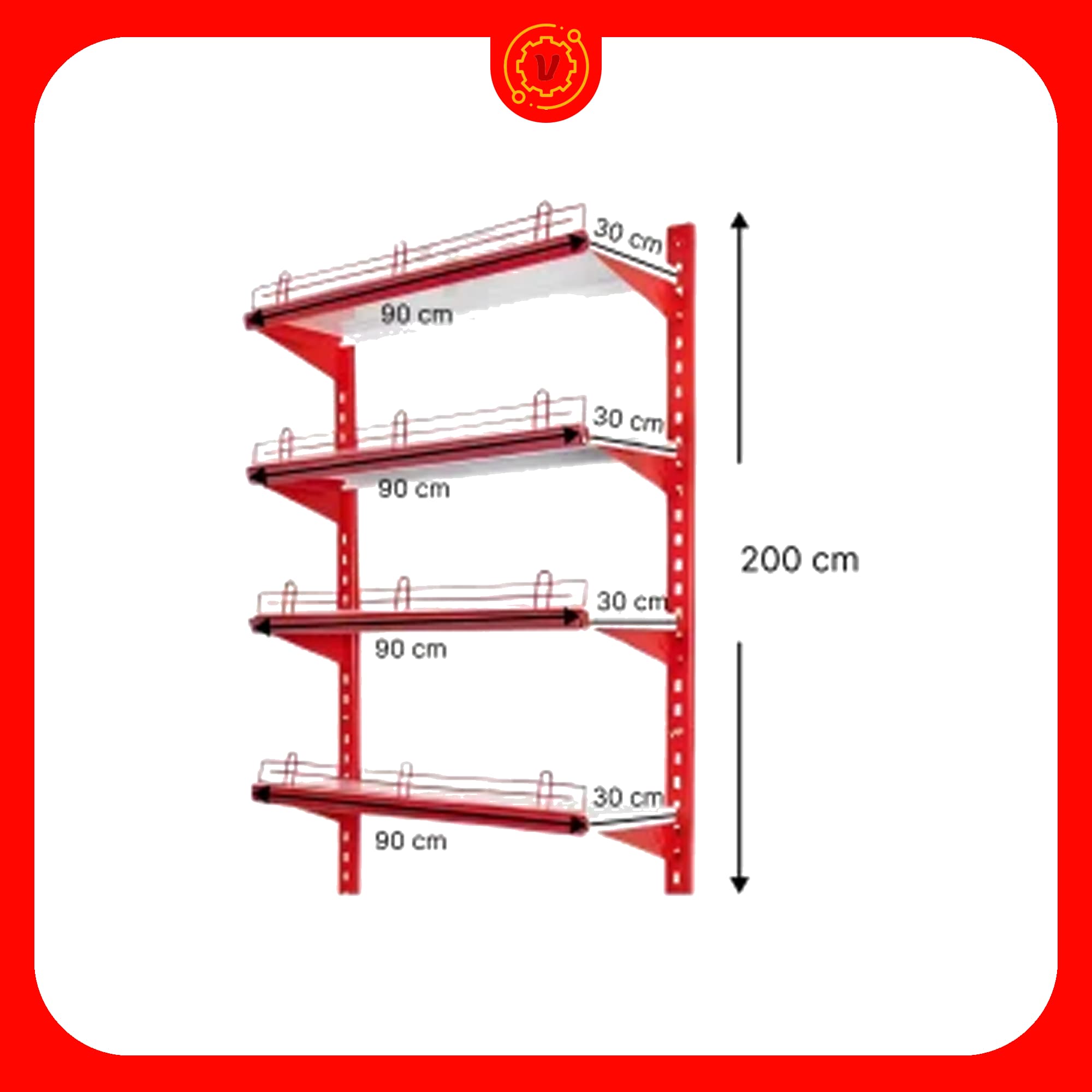 قفسه دیواری چند منظوره 4 طبقه 90×30 ارتفاع 200 سانتی متر