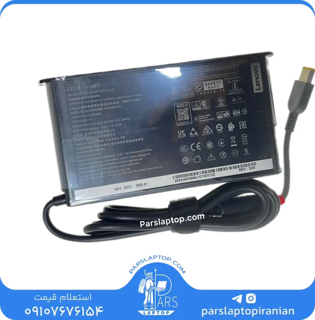 آداپتور لپ تاپ لنوو Lenovo ADL230SLC3A 230W | 20V 11.5A سر فیش (USB PIN)