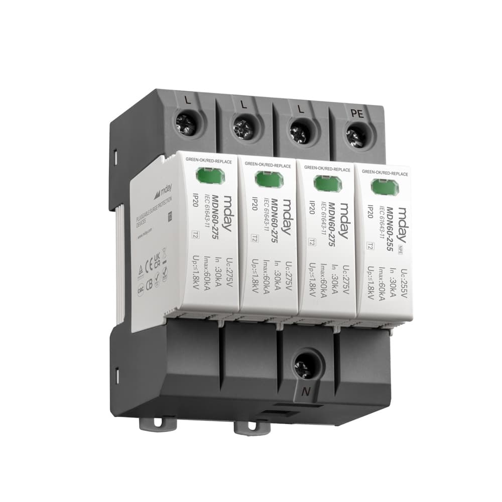 سرج ارستر 60 کیلوآمپر، 385 ولت، 4 پل، برند Mday، مدل MDN60-AC-3P+NPE — تصویر ۲