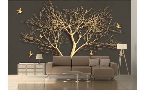 پوستر کاغذ دیواری سه بعدی طلایی FL0041