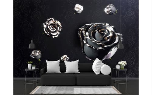 پوستر دیواری سه بعدی لاکچری گل رز مشکی FL0034
