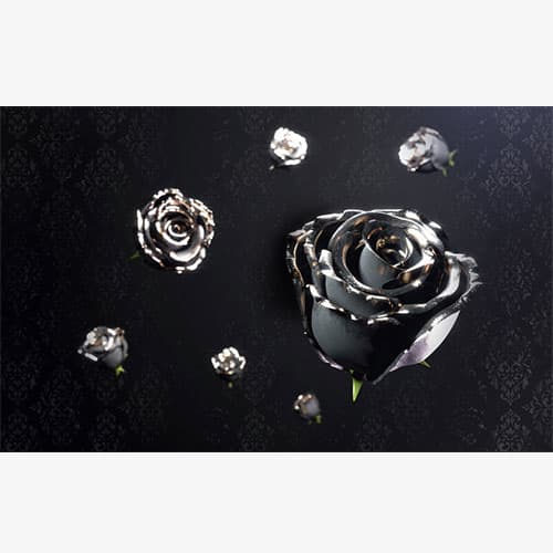 پوستر دیواری سه بعدی لاکچری گل رز مشکی FL0034 — تصویر ۲