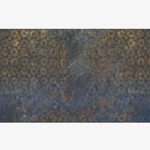 پوستر دیواری طرح پتینه داماسک آبی طلایی PA0015 — تصویر ۲
