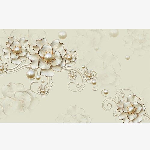 پوستر دیواری سه بعدی لاکچری گل مروارید FL0020 — تصویر ۲