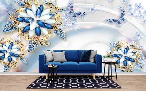 پوستر دیواری سه بعدی گل و پروانه FO0009