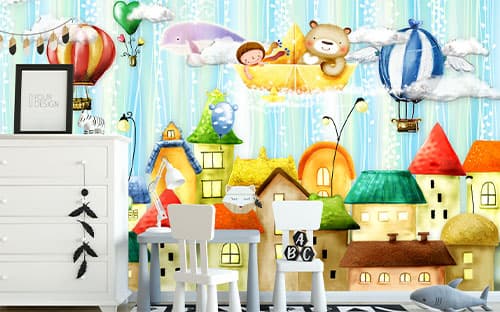پوستر دیواری سه بعدی اتاق کودک فانتزی B0012