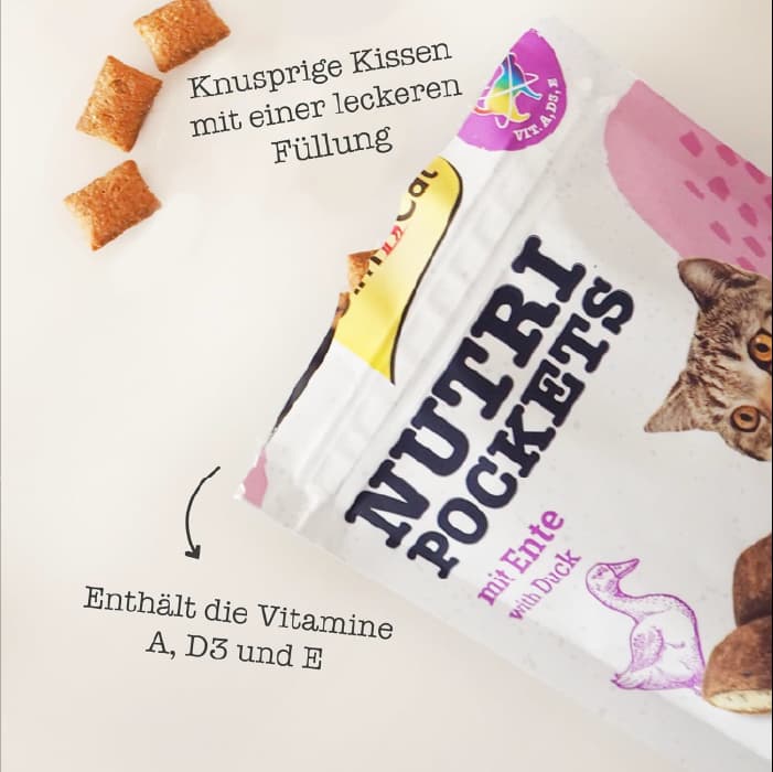تشویقی گربه بالغ جیم کت طعم اردک وزن 60 گرم GimCat Nutri Pockets — تصویر ۷