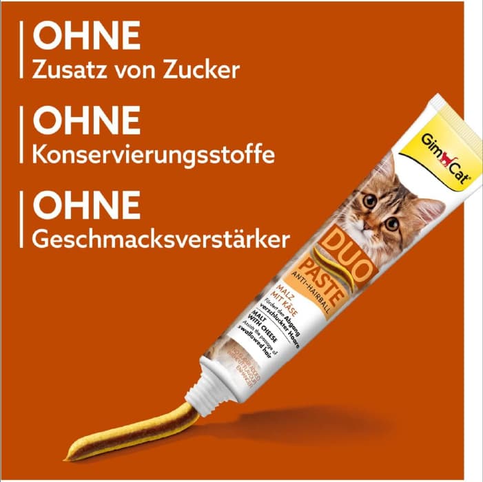 خمیر مالت گربه جیم کت طعم پنیر مدل آنتی هیربال وزن 50 گرم GimCat Duo Paste Anti Hairball — تصویر ۶