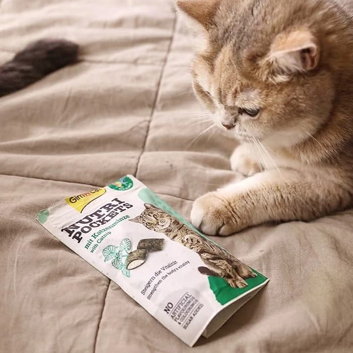 تشویقی گربه جیم کت طعم کت نیپ حاوی مولتی ویتامین وزن 60 گرم GimCat Nutri Pockets — تصویر ۳